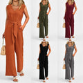Layrix Tailored V Neck Belted Jumpsuit