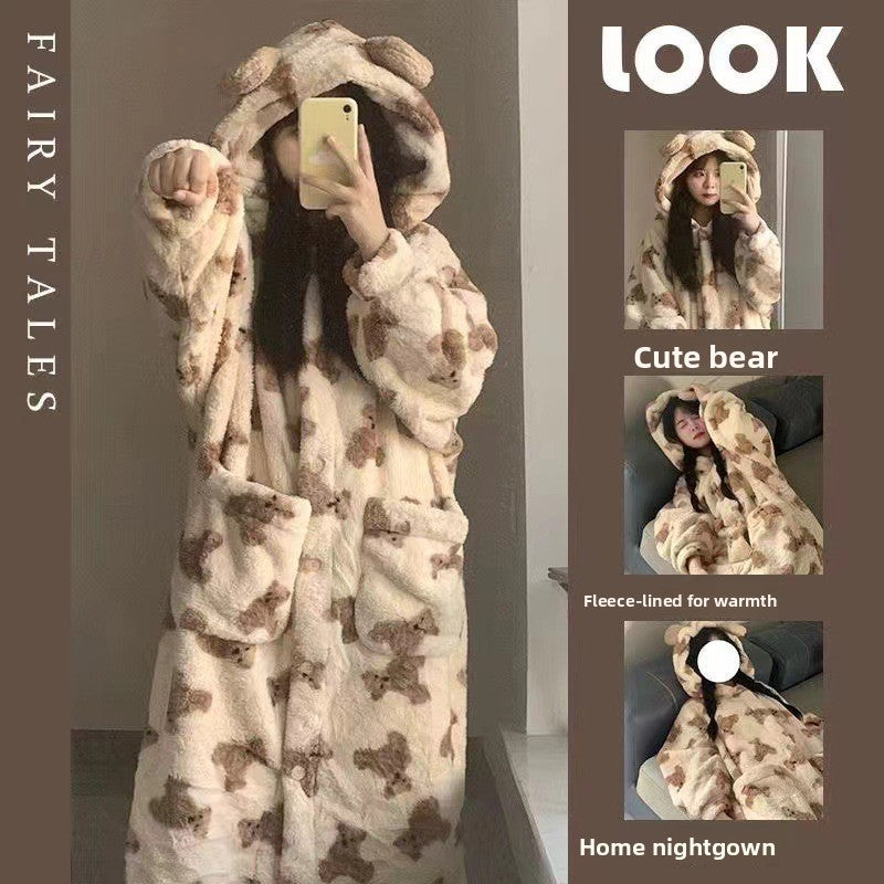 Layrix Cozy Luxe Plush Hooded Night Robe