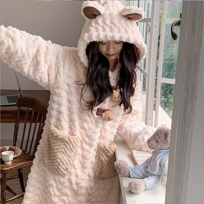Layrix Cozy Luxe Plush Hooded Night Robe