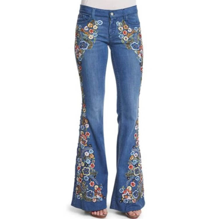 Layrix Bloom Flare Embroidered Denim Jeans