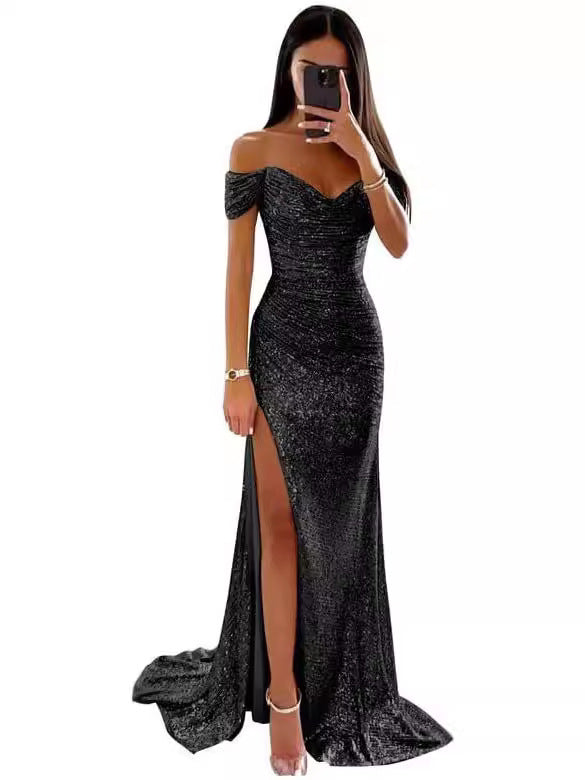 Layrix Velvet Glow Sequin Evening Dress