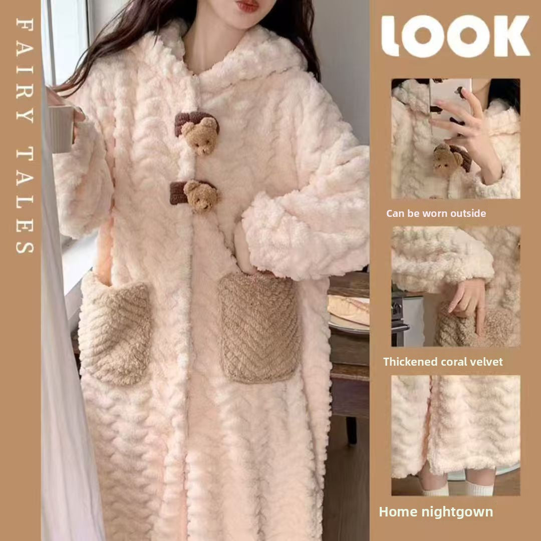 Layrix Cozy Luxe Plush Hooded Night Robe