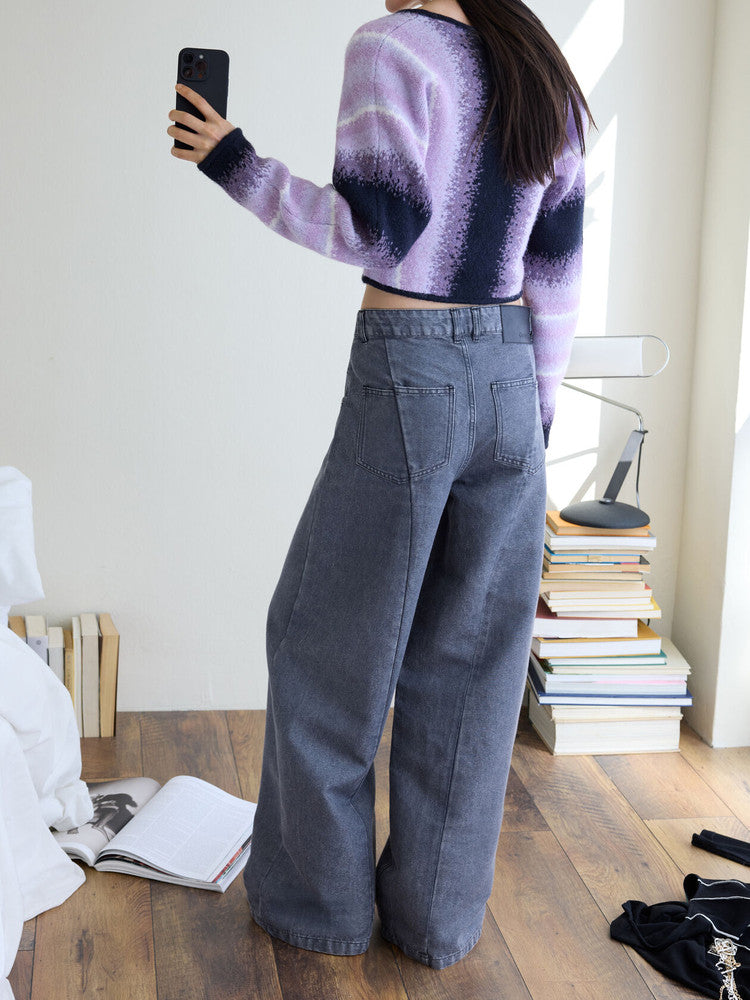 Layrix Silver Wide Leg Tailored Denim