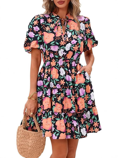 Layrix Bloom V Neck Tiered Midi Dress
