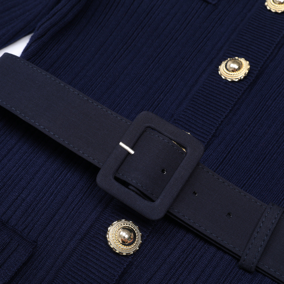 Layrix Regal Buttoned Knit Midi Dress