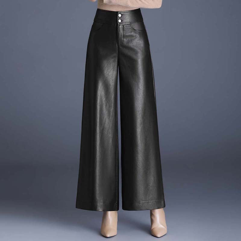 Layrix Luxe Leather Wide-Leg Trousers
