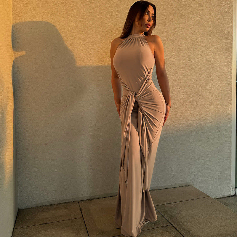Layrix Sculpt Drape Halter Maxi Dress