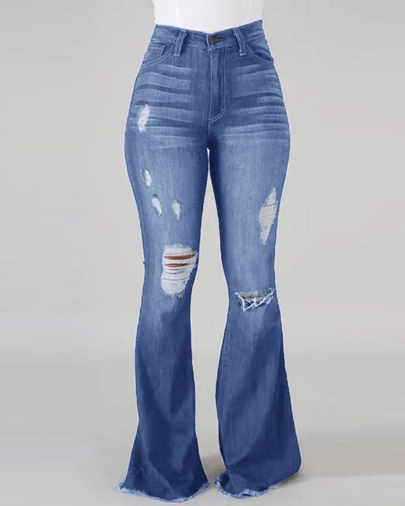 Layrix Sculpt Distressed Flare Jeans