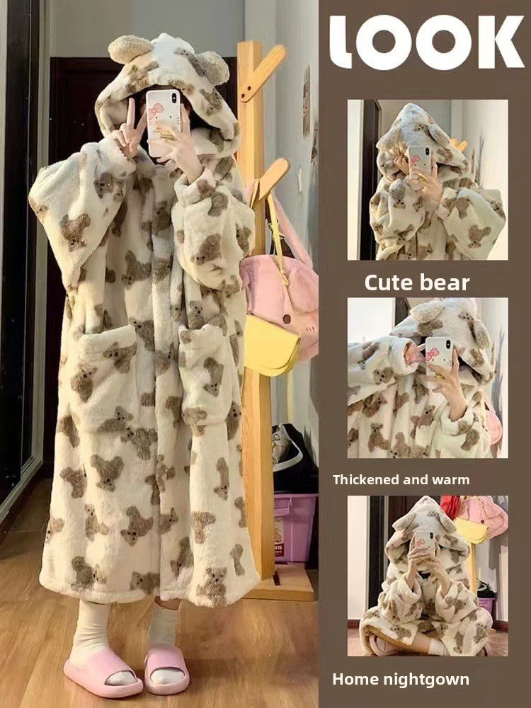 Layrix Cozy Luxe Plush Hooded Night Robe