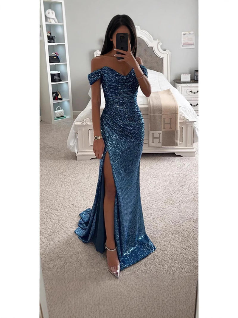 Layrix Velvet Glow Sequin Evening Dress