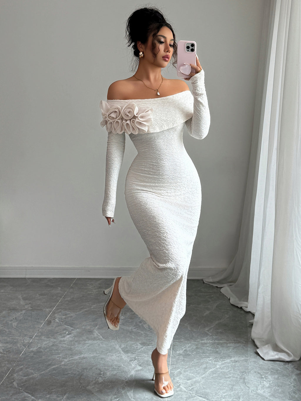 Layrix Aurora Off-Shoulder Sculpt Maxi Dress