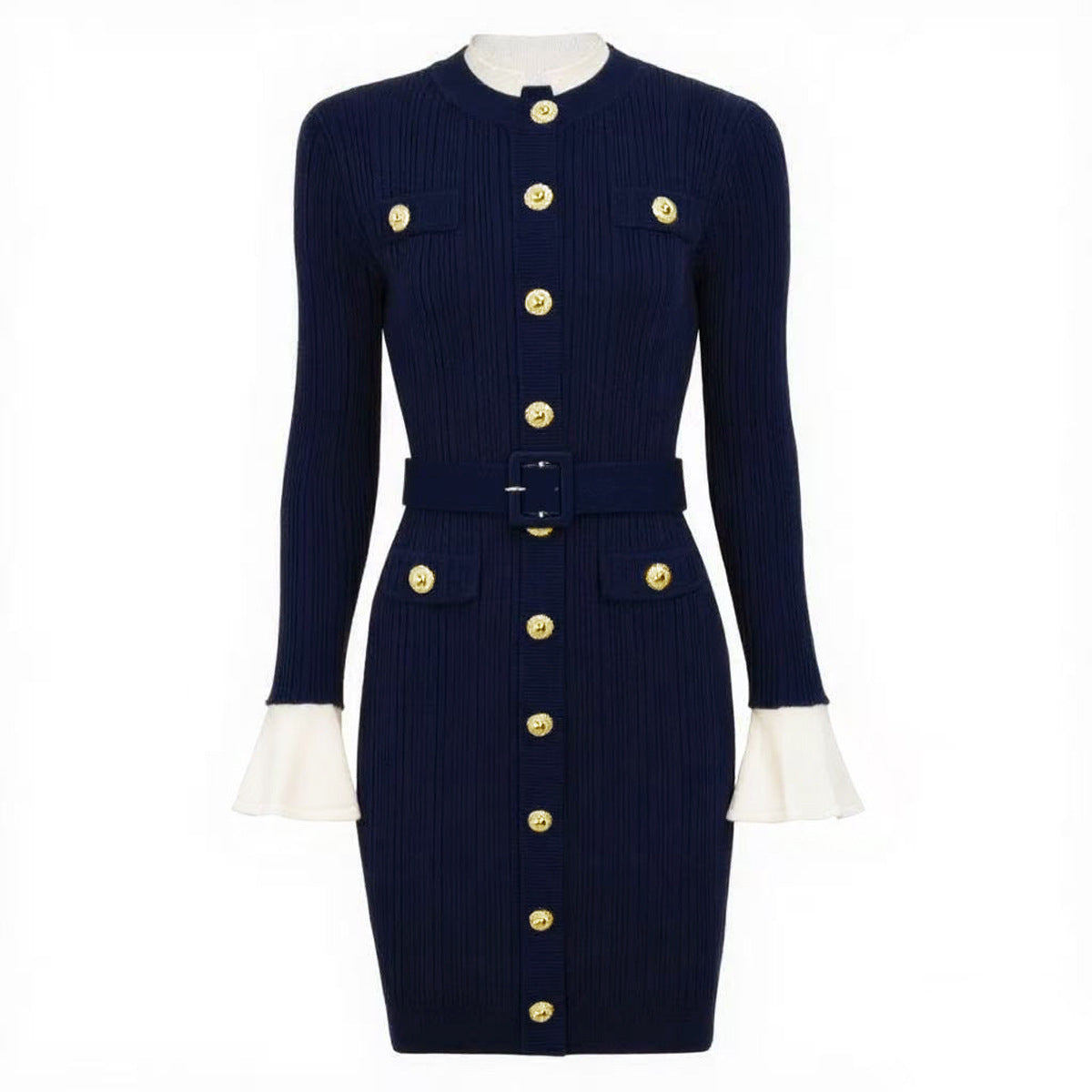 Layrix Regal Buttoned Knit Midi Dress