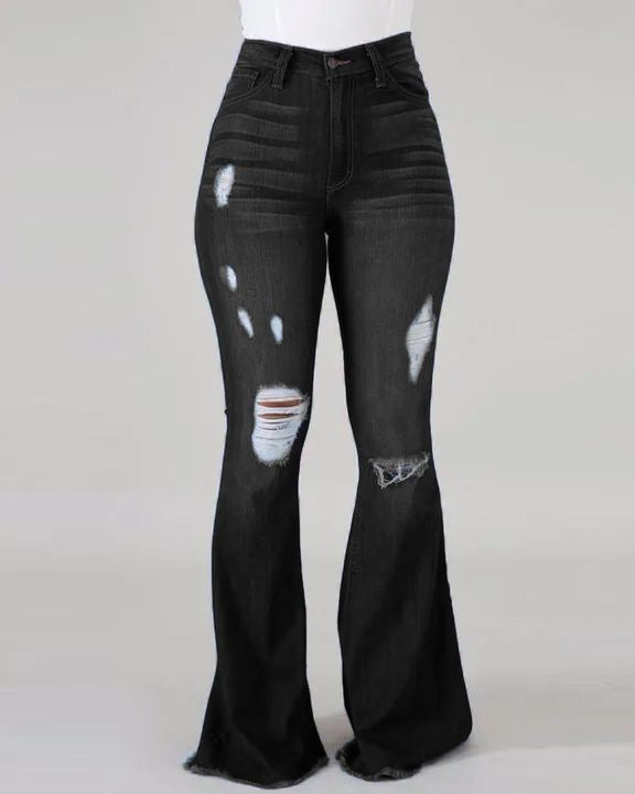 Layrix Sculpt Distressed Flare Jeans