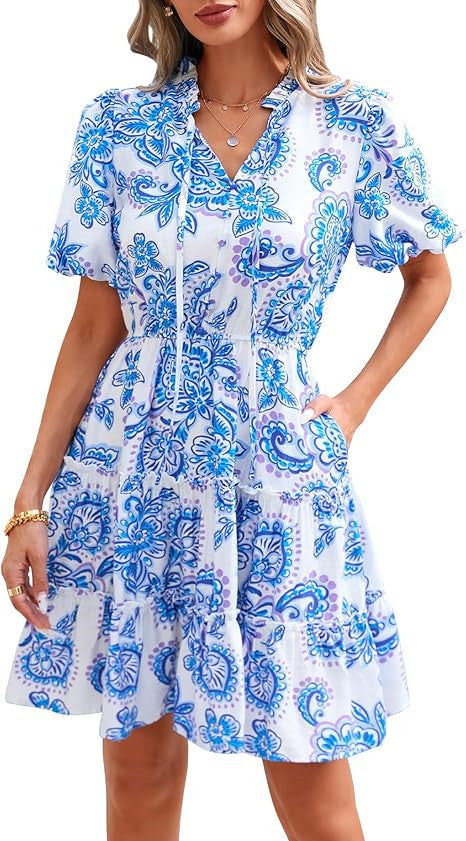 Layrix Bloom V Neck Tiered Midi Dress
