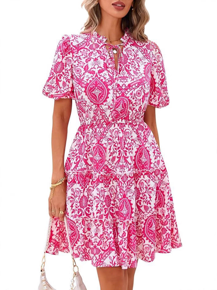 Layrix Bloom V Neck Tiered Midi Dress