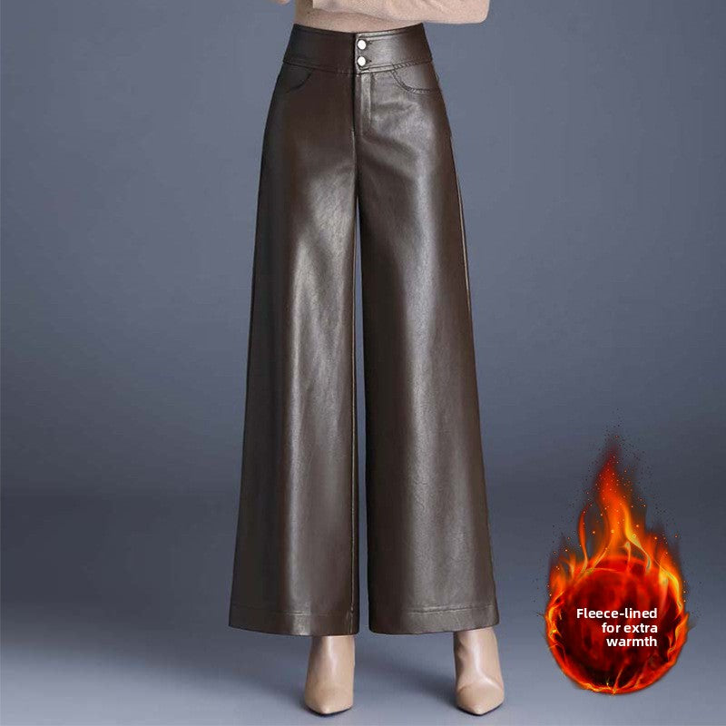 Layrix Luxe Leather Wide-Leg Trousers