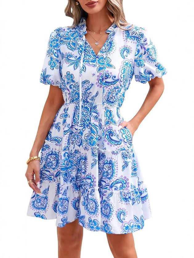 Layrix Bloom V Neck Tiered Midi Dress