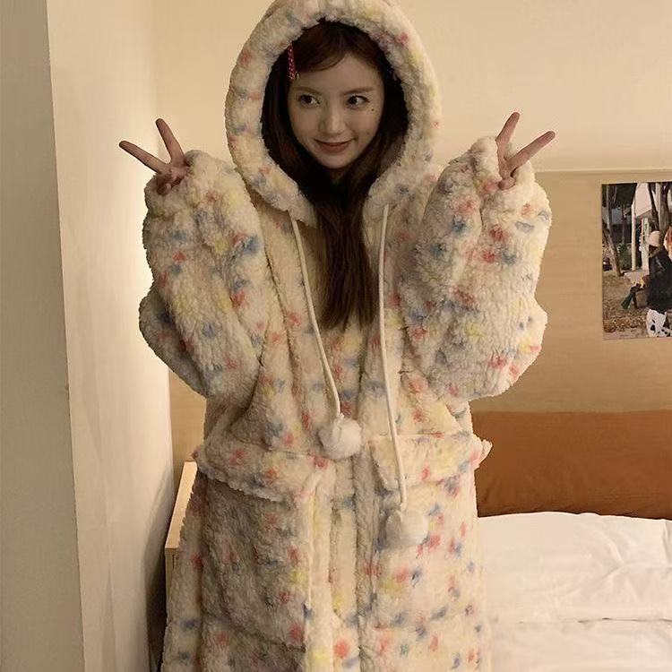 Layrix Cozy Luxe Plush Hooded Night Robe