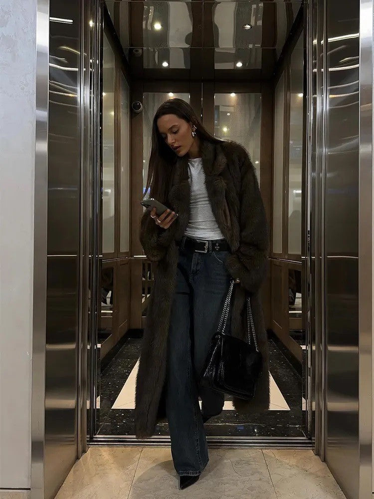 Layrix Luxe Faux Fur Longline Coat