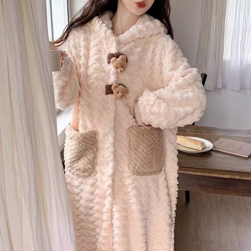 Layrix Cozy Luxe Plush Hooded Night Robe