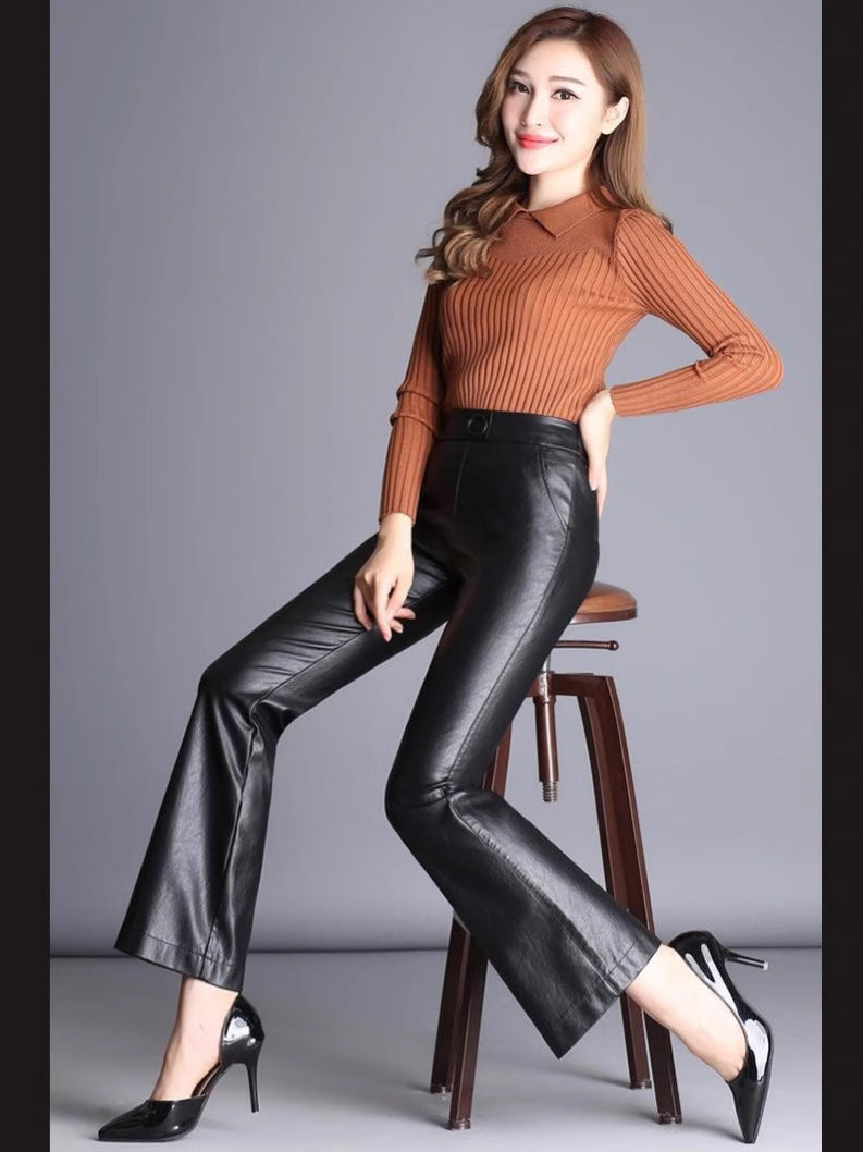 Layrix Luxe Sculpt Faux Leather Flare Pants