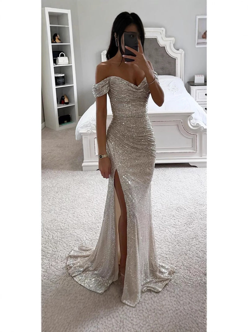 Layrix Velvet Glow Sequin Evening Dress