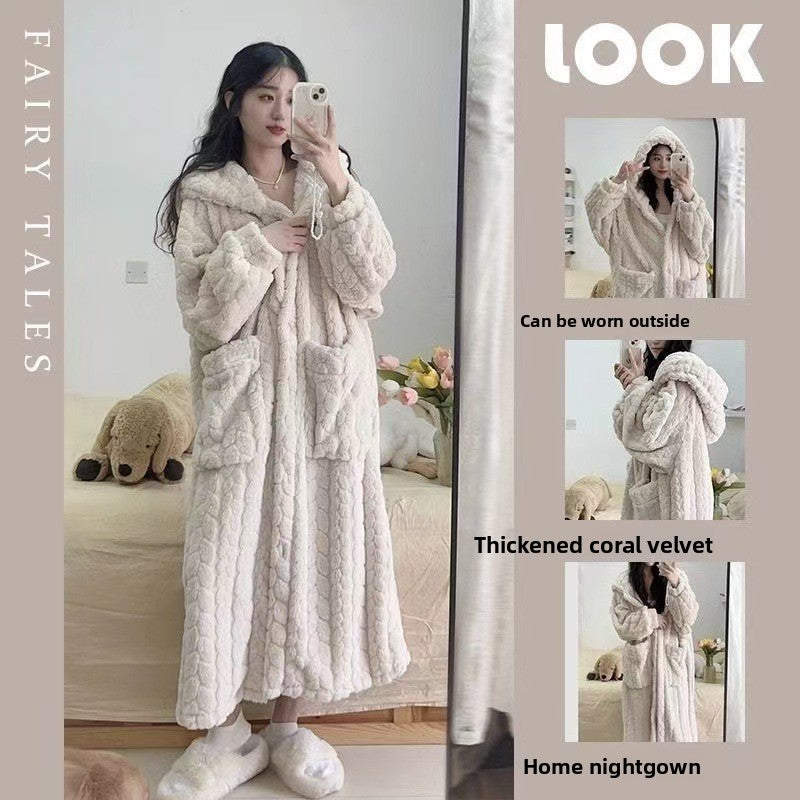 Layrix Cozy Luxe Plush Hooded Night Robe