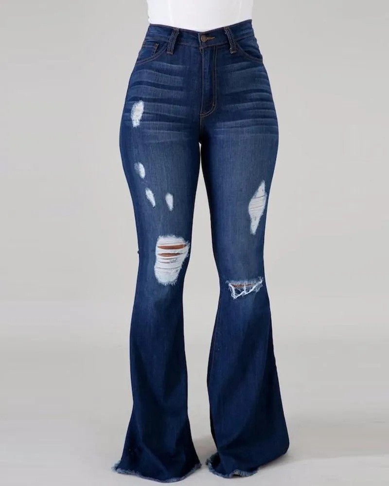 Layrix Sculpt Distressed Flare Jeans