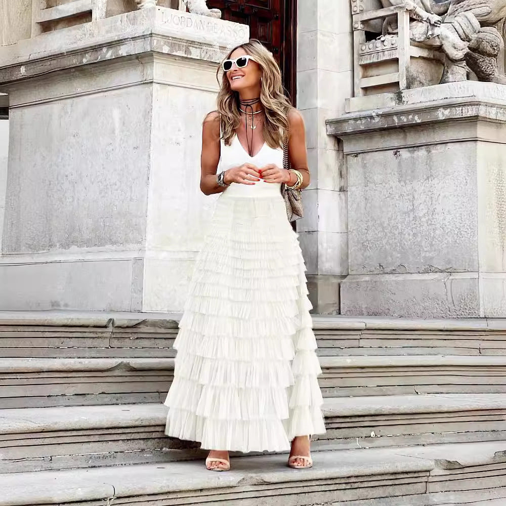 Layrix Grace Tiered Ruffle Maxi Skirt