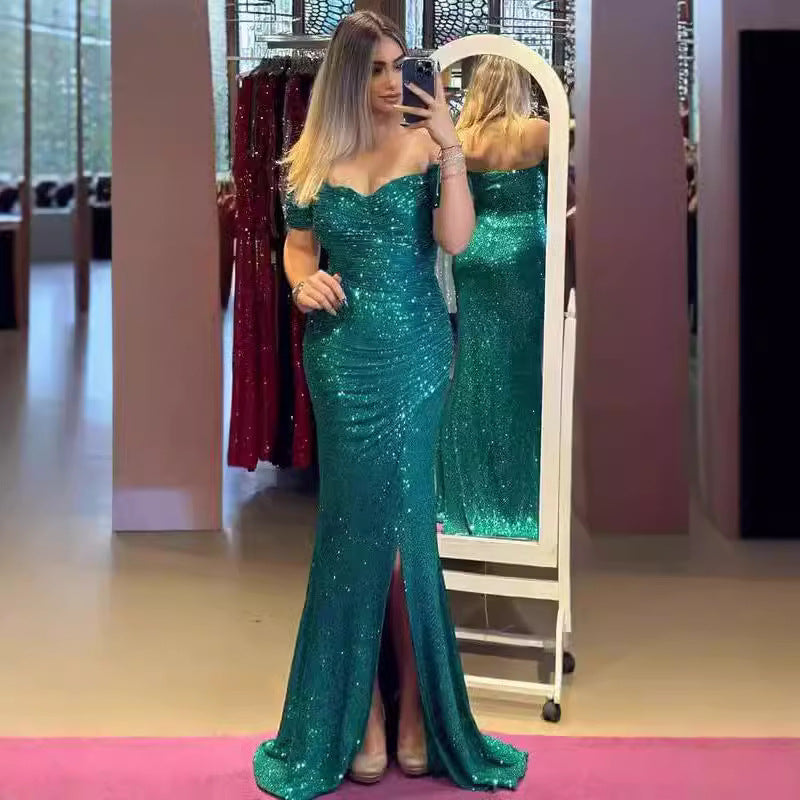 Layrix Velvet Glow Sequin Evening Dress