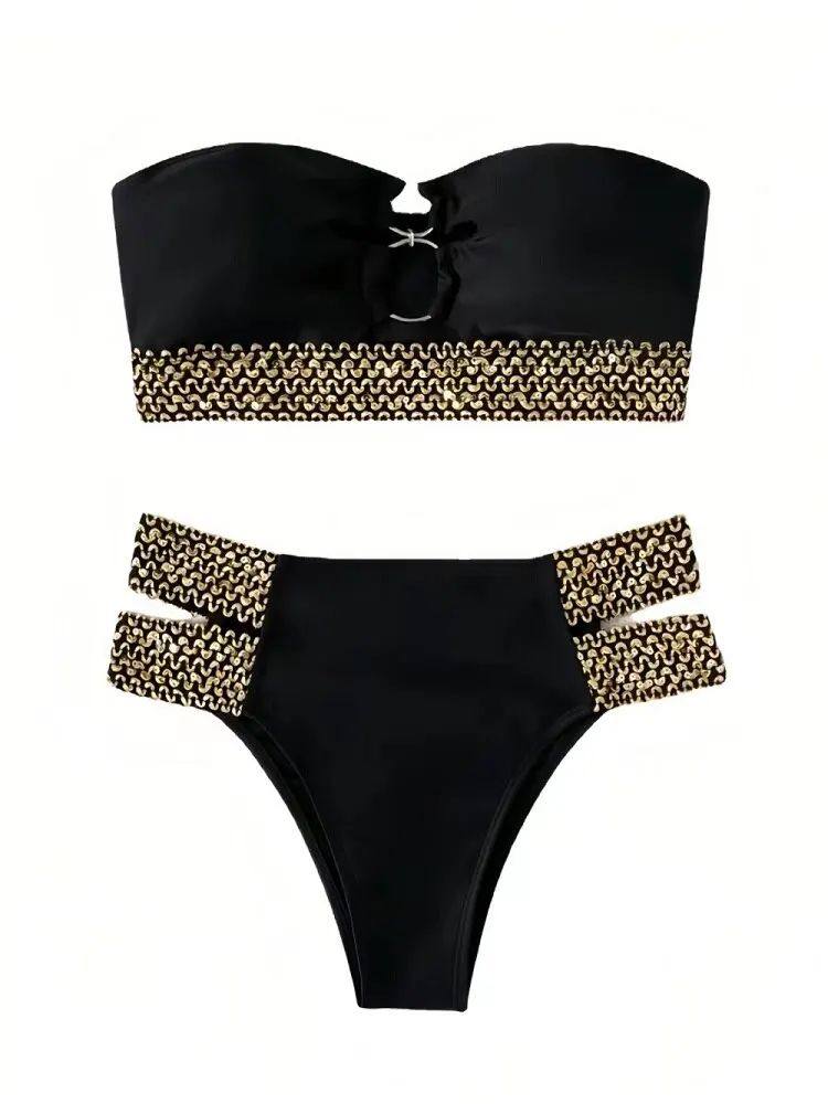 Layrix Luxe Chain Accent Bandeau Bikini