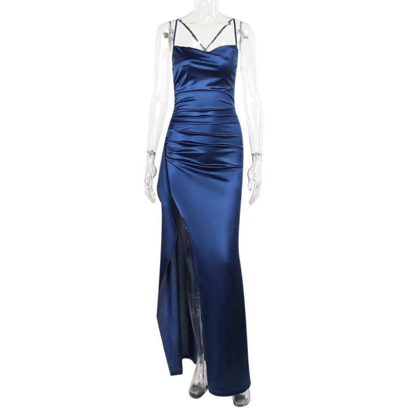 Layrix Satin Sculpt Slit Evening Dress
