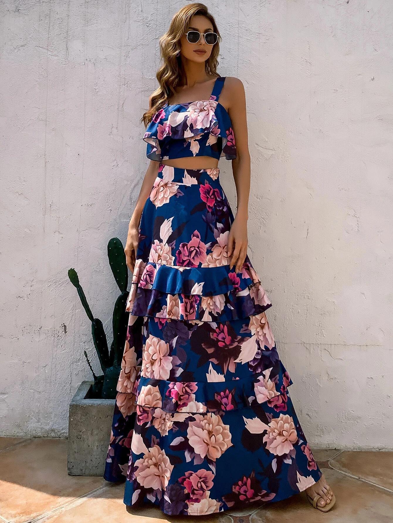 Print Long Dress Gown