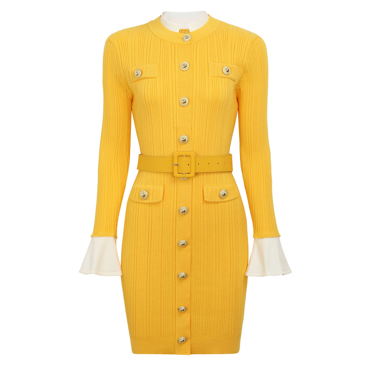 Layrix Regal Buttoned Knit Midi Dress