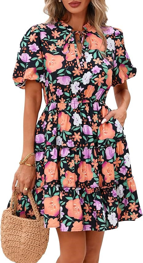Layrix Bloom V Neck Tiered Midi Dress