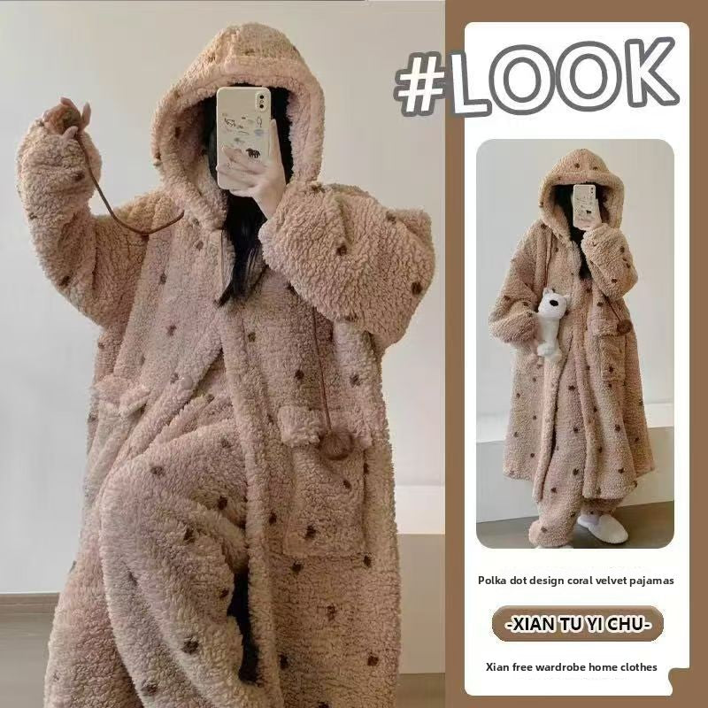 Layrix Cozy Luxe Plush Hooded Night Robe
