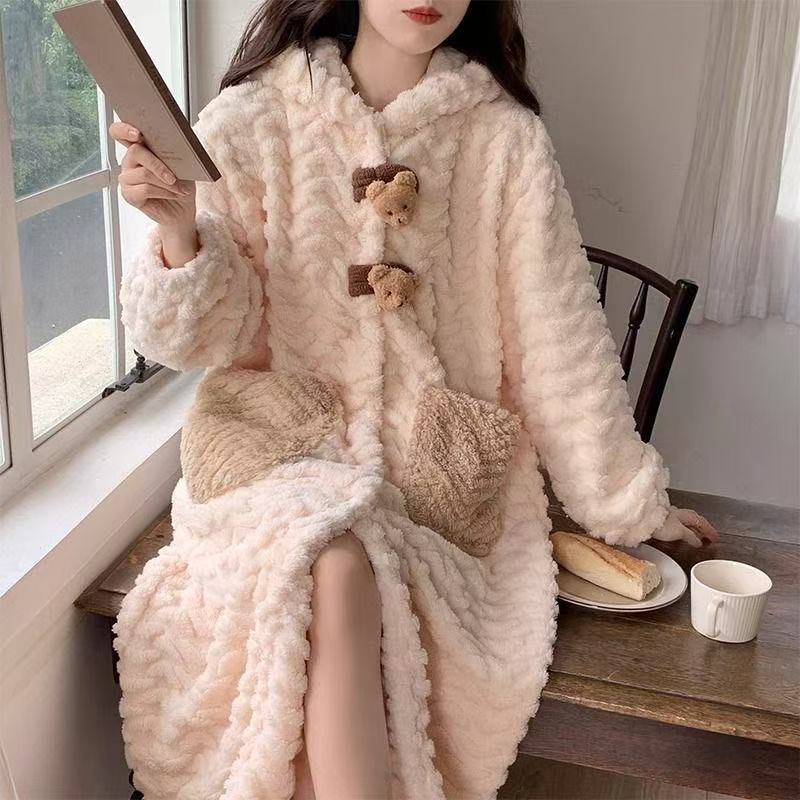 Layrix Cozy Luxe Plush Hooded Night Robe