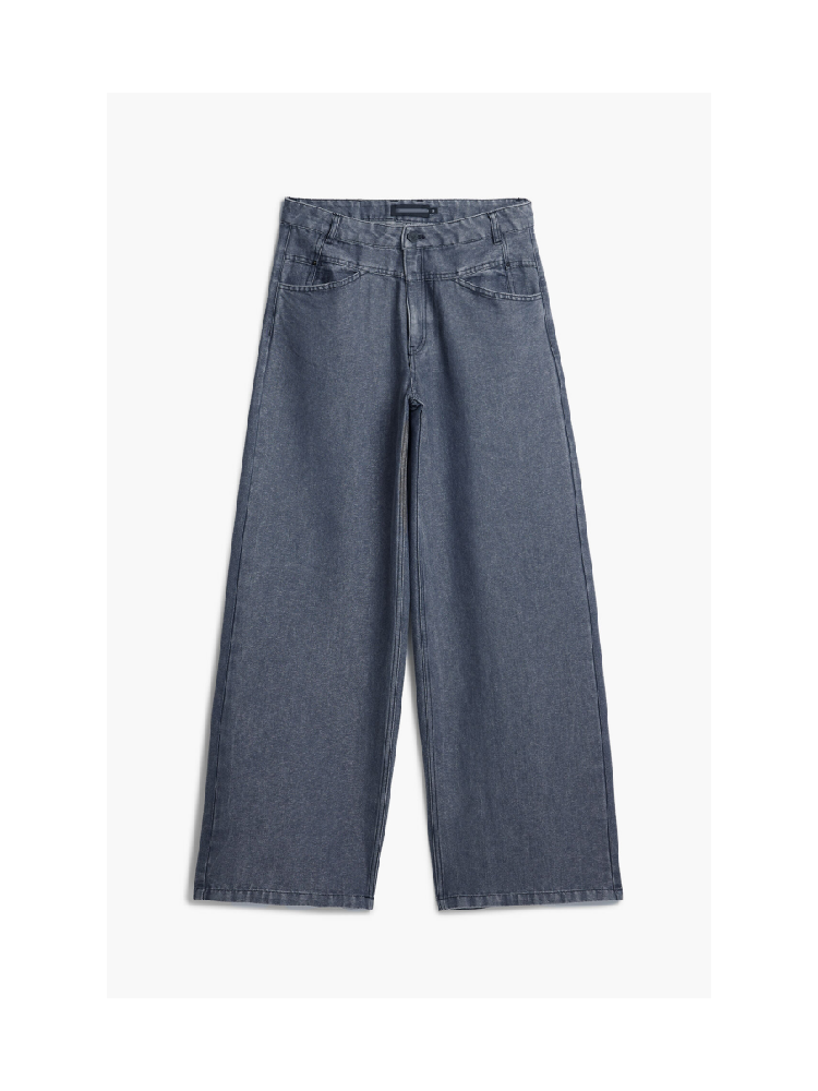 Layrix Silver Wide Leg Tailored Denim