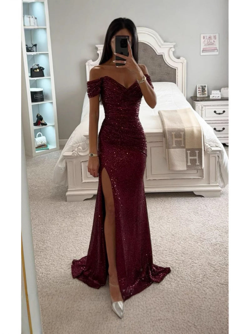 Layrix Velvet Glow Sequin Evening Dress