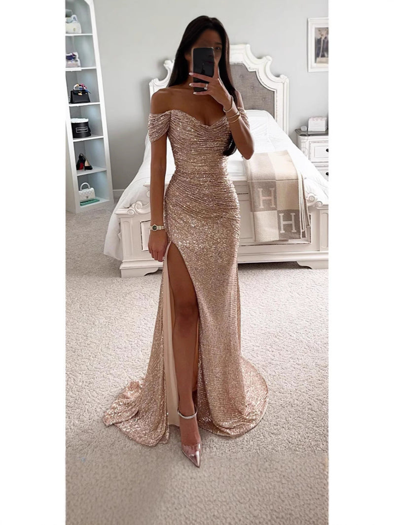 Layrix Velvet Glow Sequin Evening Dress