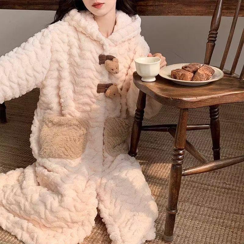 Layrix Cozy Luxe Plush Hooded Night Robe