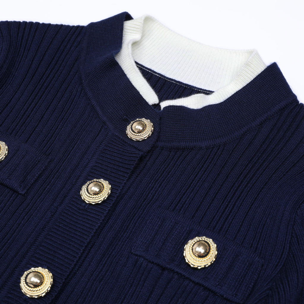 Layrix Regal Buttoned Knit Midi Dress