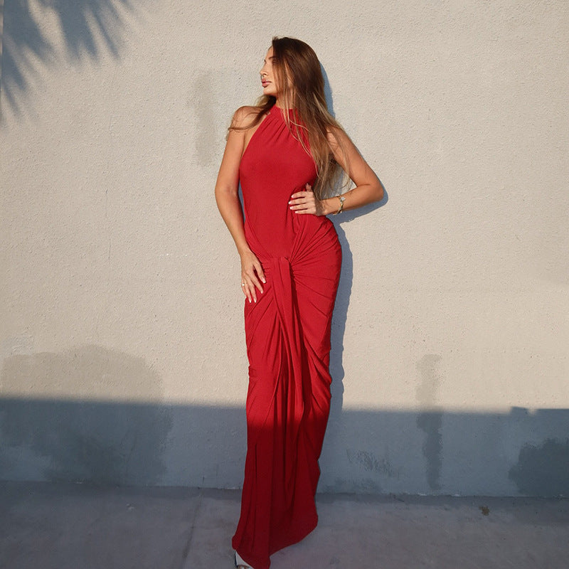 Layrix Sculpt Drape Halter Maxi Dress
